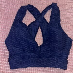 Society Deep Blue Textured Sports Bra